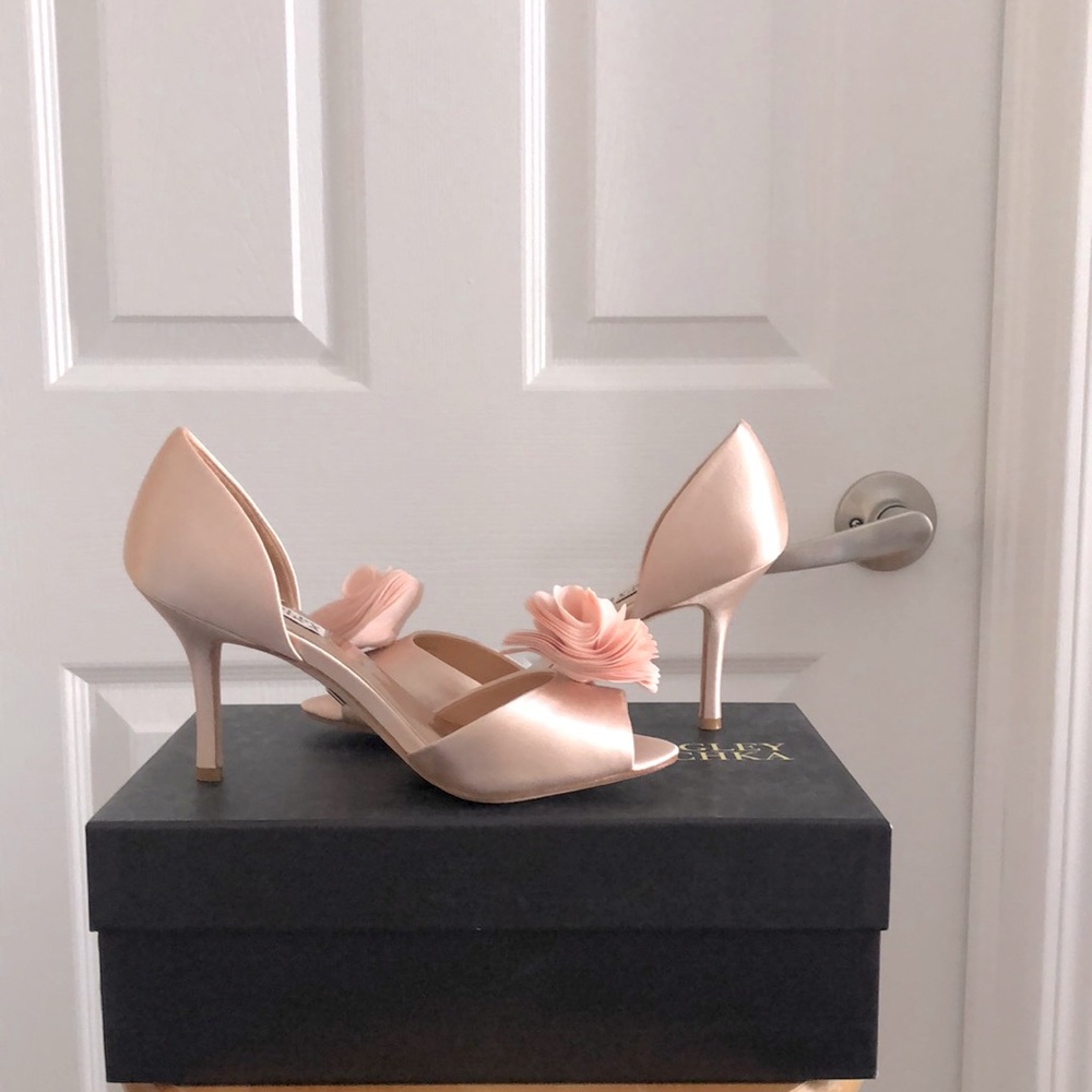 Badgley Mischka nude pink pumps